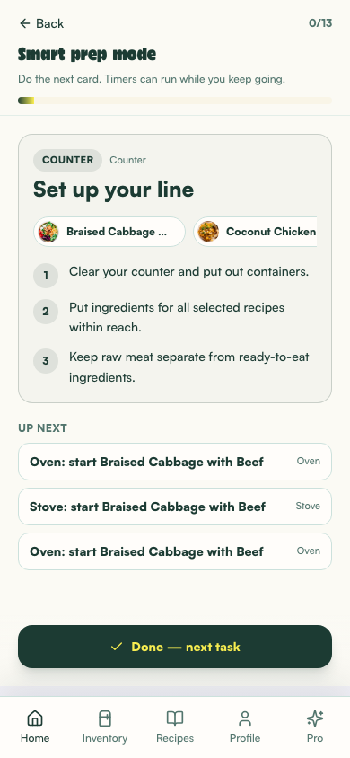 StockUp Smart Prep task flow